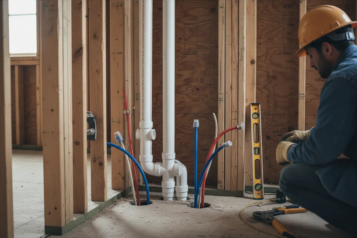 Drain and supply rough-in during Drain Cleaning in Winton