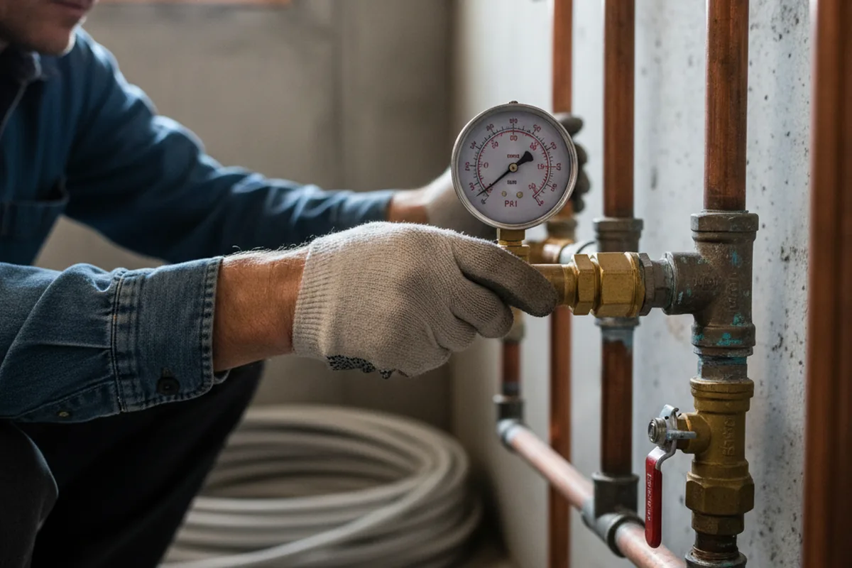 Pressure testing a repaired line during Water Line Repair in Winton
